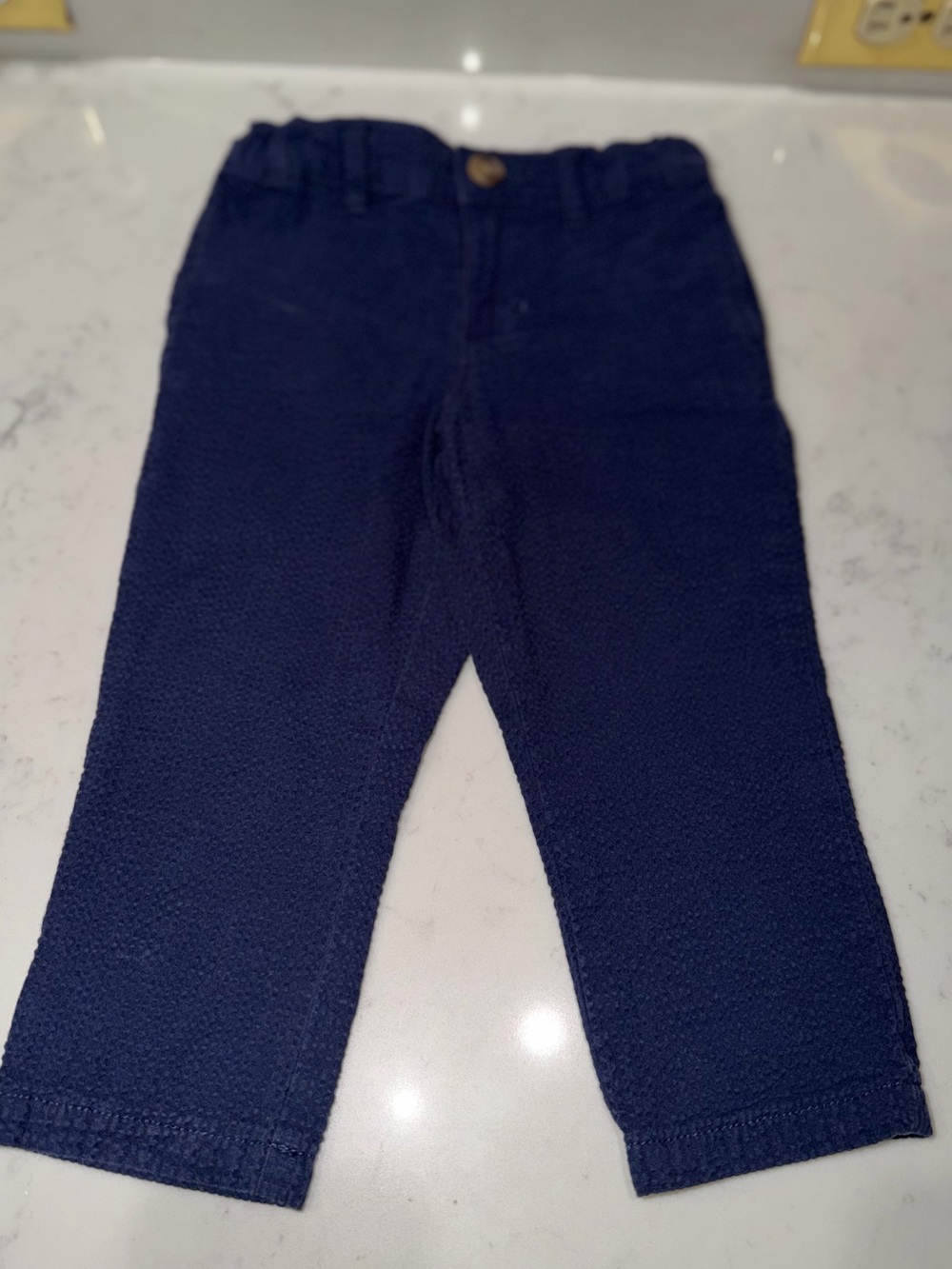 Hope & Henry navy organic cotton seersucker pants-2T